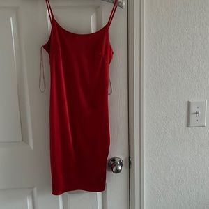 Red silk body con dress mini